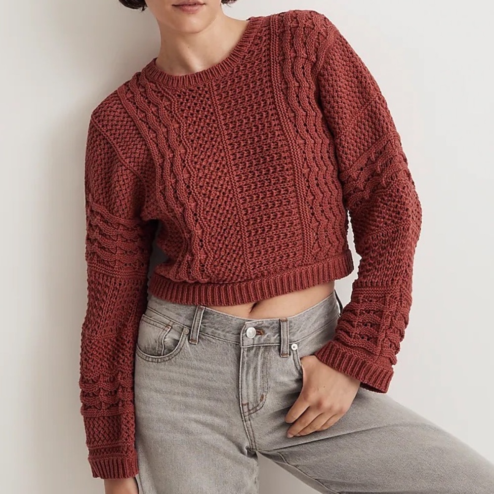 Madewell | Crochet-Knit Crop Sweater
